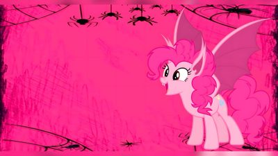 the pinkie pony is standing in front of some spider webs Pinkie Pie Halloween Pinkie Pie Vampire, Pinkie Pie Midnight Sparkle Pony, Mlp Pinkie Pie Halloween, deep pink