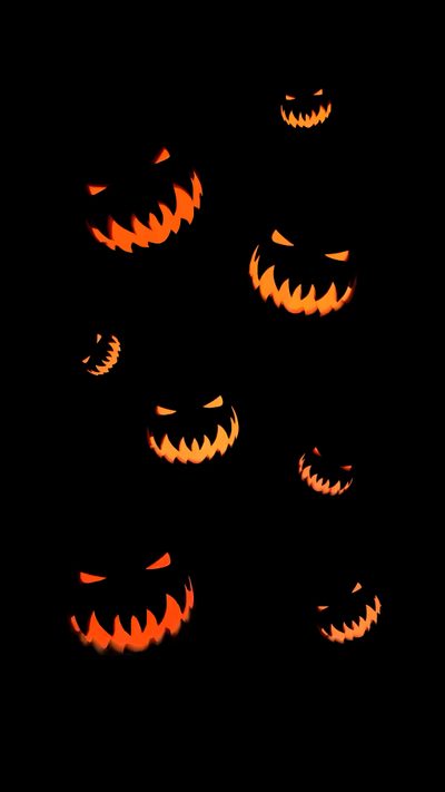 halloween pumpkins glowing in the dark with their faces carved like jack - o'- lanterns Halloween Pumpkin 4k Dark Halloween 4k, Black Halloween 4k, Pumpkin Black Background, Horror Watch Face,