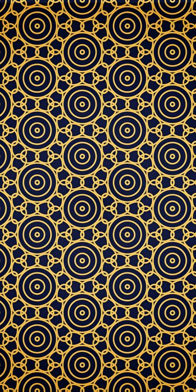 an image of a black and gold background Halloween Circle Geometric In Ochre Yellow Circle Pattern Design, Golden Circle, African Golden Pattern, midnight blue