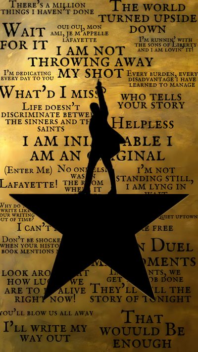 the silhouette of a person standing on top of a star with words all over it Hamilton Halloween Alexander Hamilton Aesthetic, Hamilton Art, Hamilton Posters Aesthetic, saddle brown
