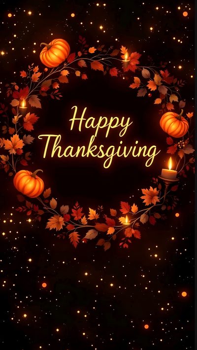 a happy thanksgiving card with pumpkins and leaves in the center on a dark background Halloween Thanksgiving Thanksgiving, Hd Phone, Happy Thanksgiving Turkey, Happy Turkey Day, black