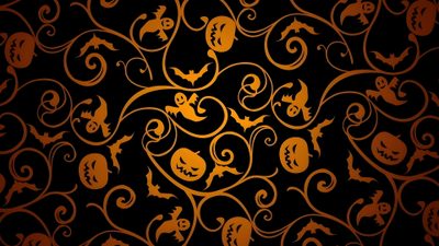 an orange and black background with swirly vines Halloween Scroll Halloween Backgrounds For Computer, Halloween Backgrounds For Computers, Halloween 1920x1080 Hd, black