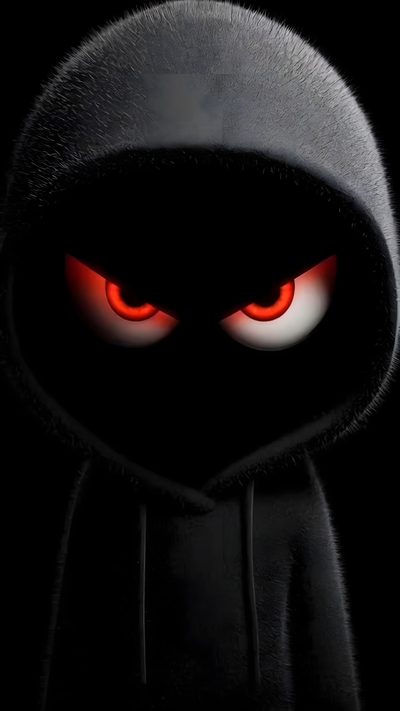 a black hooded figure with red eyes in the dark Halloween Live Android 8k Resolution, 4k Android, Cool Lock Screen, Wolf Tattoo Ideen, black