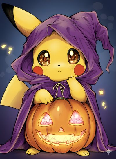 a cartoon pikachu sitting on top of a pumpkin Pikachu Halloween Pikachu Halloween, Pokemon Painting, Pokemon Halloween, Cool Pokemon, Pikachu, dim gray