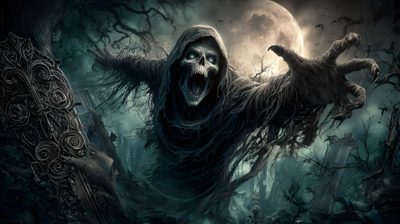 an image of a scary ghost in the woods with his hands out and mouth open High Quality Scary Halloween Scary For Laptop, Scary For Pc, Horror For Pc, Ghost Thumbnail, dark slate gray