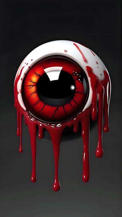 an eye with blood dripping down the side and red paint on it's eyes Halloween Eyeballs Red-01 Killer Eyes, Red Eye Images Hd, Horror Eyes Hd 4k, Creepy Emoji, black