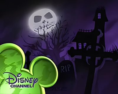 mickey mouse's head in front of a graveyard at night Disney Channel Halloween Halloween Episodes Of Cartoons, Old Disney Monstober, Disney Halloween Nostalgia, black