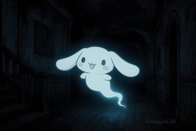 a cartoon bunny is glowing in the dark Cinnamoroll Halloween Laptop Hello Kitty Rooms, Hello Kitty Items, Hello Kitty, Kitty, Pink, black