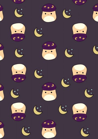 an image of a pattern that looks like it is in the sky with stars and crescents Cute Halloween Squishmallow Halloween Squishmallows, Squishmallow Fabric, Squishmallow Iphone, dark slate gray