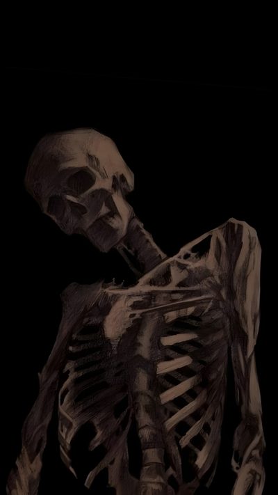 a drawing of a skeleton sitting in the dark Halloween X-ray - Tan & Black Skeleton Drawing Green, Skeleton Ideas, If, Dark Esthetics Background,