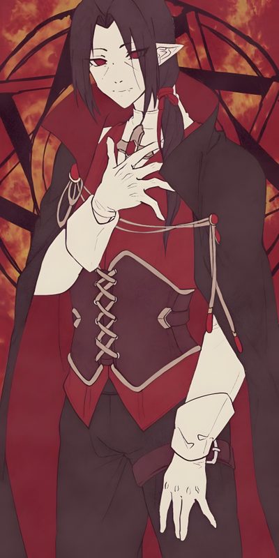 an anime character with long black hair and red eyes, holding his hand out to the side Itachi Uchiha Halloween Itachi Ghost, Itachi Angel, Itachi Uchiha Halloween, Itachi Pumpkin, saddle brown