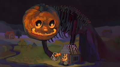 an animated halloween scene with pumpkins and jack - o - lantern Acnh Halloween Halloween Everyday, Halloween Illustration, Halloween Inspo, Halloween Art, black
