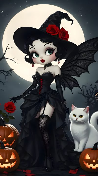 Betty Boop Birthday, Betty Boop Halloween, Halloween Outside, Betty Boop Cartoon, Betty Boop Art, Betty Boop Pictures, Witchy Wallpaper, Halloween Silhouettes, Halloween Artwork Betty Boop Halloween Betty Boop Birthday, Betty Boop Halloween, Halloween Outside, dark slate gray