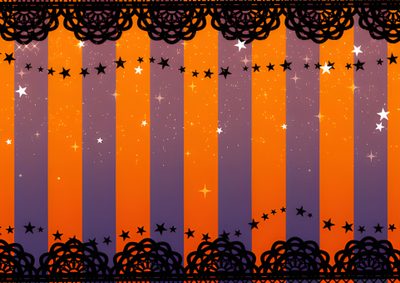 an orange and purple background with stars in the sky on top of it, as well as black lace Halloween Swirls Party Halloween Pattern Background Hd, Halloween Pattern, Purple Halloween Pattern Design, saddle brown