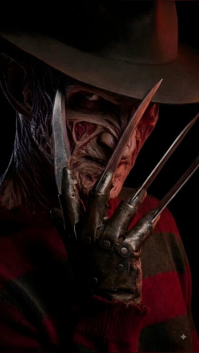 a man in a cowboy hat holding two knives Halloween From Hollywood Movies Horror Movie Icons, A Nightmare On Elm Street, Halloween Photoshoot, black