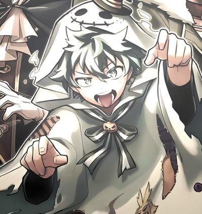 an anime character holding a knife and pointing to the side with other characters in the background Izuku Midoriya Izuku Midoriya Halloween Kpop Anime, Deku Anime, Deku Boku No Hero, Izu, rosy brown