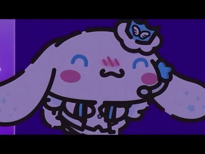 an animated image of a white bunny with pink cheeks and blue eyes, wearing a tiara Cinnamoroll Halloween Gif Pete The Cat And Hello Kitty, Sanrio Animation, Hello Kitty Clipart, midnight blue