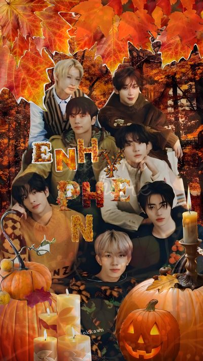 an image of some people with pumpkins and candles Enhypen Halloween Enhypen Halloween, Halloween, Color, sienna