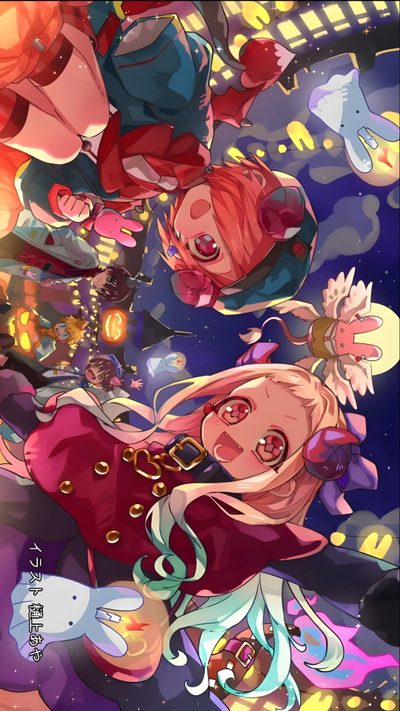 an anime character with long blonde hair and blue eyes is surrounded by other characters in the background Hanako Halloween Anime Halloween, Jibaku Shounen Hanako-kun, Cute Doodle Art, Halloween, Art Studies, dim gray