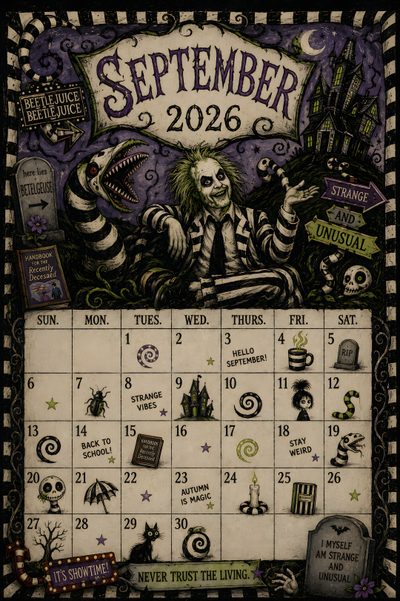a calendar with an image of a skeleton on it Halloween Calendar Halloween, dark olive green