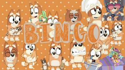 an image of cartoon dogs with the word binggo in front of them and other characters Bingo Halloween Bingo, peru