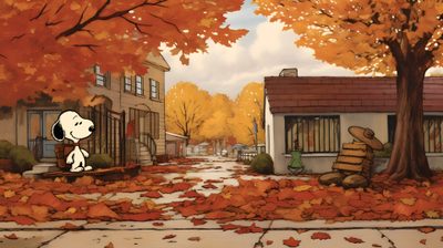 a painting of a person sitting on a bench next to a dog in the fall leaves Cute Halloween Landscape Desktop Fall, Ipad, Fall Background, Cute Desktop, Pretty Ipad, sienna