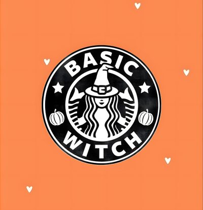 an orange background with the words basic witch written in black and white on top of it Halloween Starbucks Juventus Logo, Sport Team Logos, Halloween Themes, Sports Team, Team Logo, Logo, coral