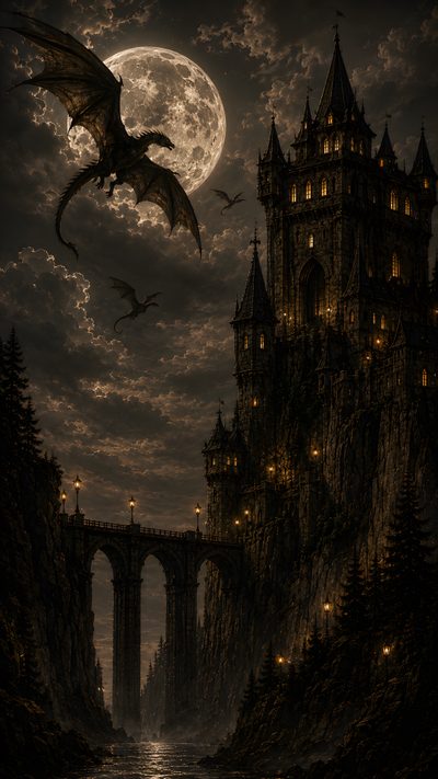 a dragon flying over a castle at night Halloween Gothic Ideas Dark Fantasy Halloween, Fantasy Scary, Magical Fantasy, Maleficent Theme, black