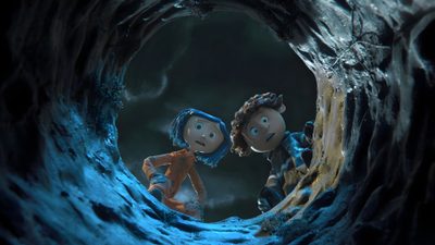 two cartoon characters in a cave looking at each other Halloween Movie Desktop Coraline Film, Film Trailer, Coraline And Wybie, Best Halloween Movies, black