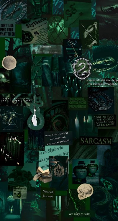 a collage of green and black images Slytherin Halloween Slytherin, Hogwarts Christmas, Red And Black, Harry Potter Fondos De Pantalla,