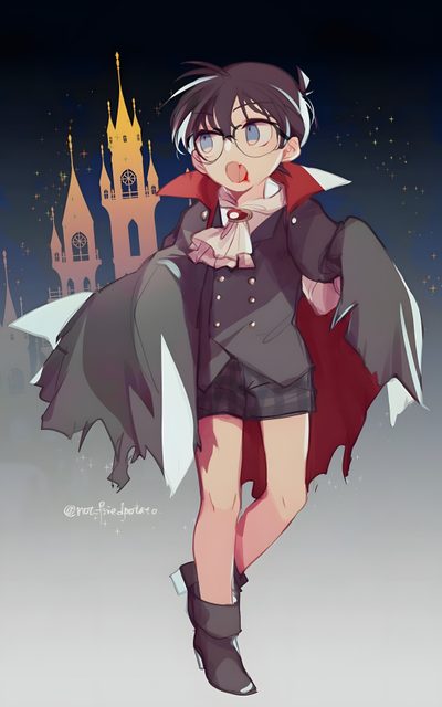 an anime character is walking in front of a castle with her hands on her hips Detective Conan Halloween Identity V Detective Conan, Detective Conan Christmas, Detective Conan Halloween, dim gray
