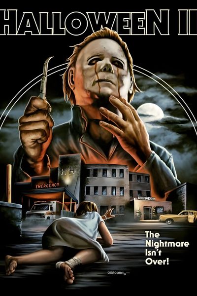 the poster for halloween ii, which features a creepy man holding a knife in his hand Halloween 2 Horror Movies Michael Myers, Poster Michael Myers, Michael Myers’s, Mike Myers Horror, black