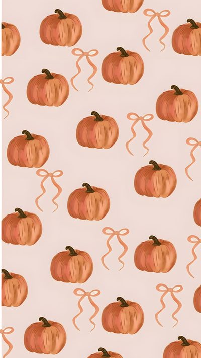 an orange pumpkin pattern is shown on a light pink background with brown and white stripes Preppy Fall/halloween Cute Fall Backgrounds, Autumn Phone, Pumpkin, Iphone Preppy, gainsboro