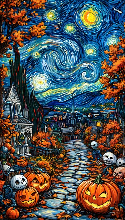a painting of halloween pumpkins and jack - o'- lanterns Halloween Comic Halloween Art, Halloween, Favorite Holiday, dark slate gray