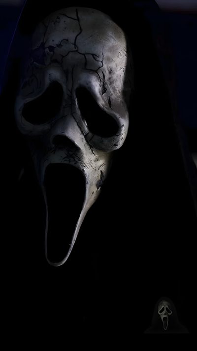 a creepy mask with its mouth open in the dark Halloween Mask Ghostface Moving, Acorn Crafts, Moving, Scream Movie, Moon Glow, Scenery, black