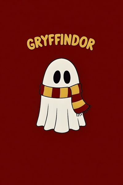 a red background with a white ghost wearing a scarf and the words gryffindor on it Harry Potter Halloween Iphone Harry Potter Ghosts, Dobby Harry, Instagram Glowing Logo, maroon