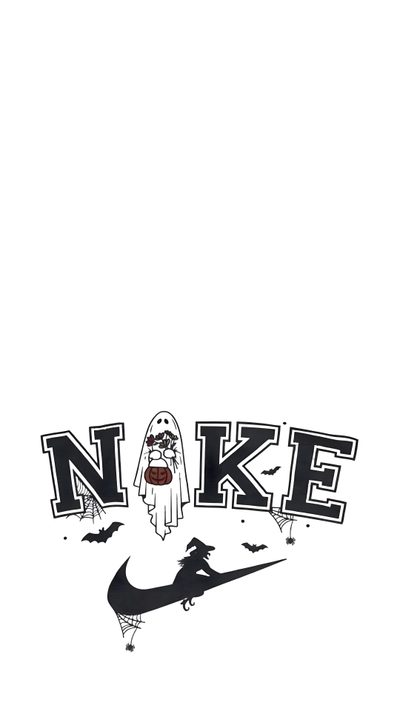 the nike logo has been drawn in black and white with an image of a ghost on it Halloween Nike Fall Nike, Halloween Nike, Nike Doodle, Nike X Monster, Devil Nike Logo, white