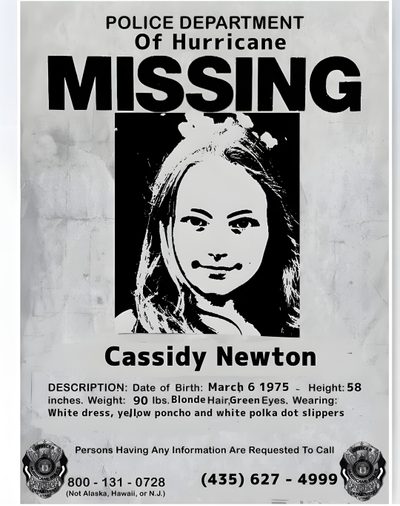 the missing poster for casey newton is shown in black and white, with an image of a woman's face Missing Halloween Poster Missing Persons Poster, Andie Bell Missing Poster, Fnaf Newspaper Clippings, light gray