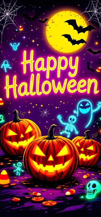 two pumpkins on the ground in front of a full moon with happy halloween lettering Halloween Party Nightmare Before Christmas, Happy Halloween Pictures, Halloween Backgrounds, maroon