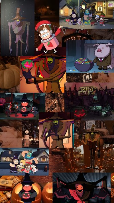 the animated characters are all dressed up for halloween Gravity Falls Halloween Gravity Falls Halloween, Halloween, Gravity Falls, Gravity, dark slate gray