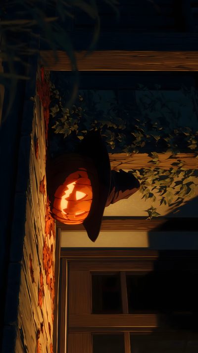 a lit up pumpkin sitting on top of a brick wall Halloween Anime 4k Visual Poetry, Viral Post, Happy Halloween, Anime, Anime Art, Digital Art, black