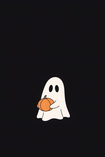 a ghost with a pumpkin in its hand Halloween Smartwatch Halloween Watch Face, Simple Halloween Iphone, Iphone Pumpkin And Ghost, Geist, black