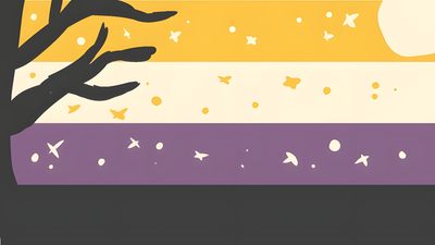 two hands reaching for each other in front of a sunset Nonbinary Halloween Aroace Desktop, Agender Lesbian, Aspec Pride Flag, Trans Pride Computer, dim gray