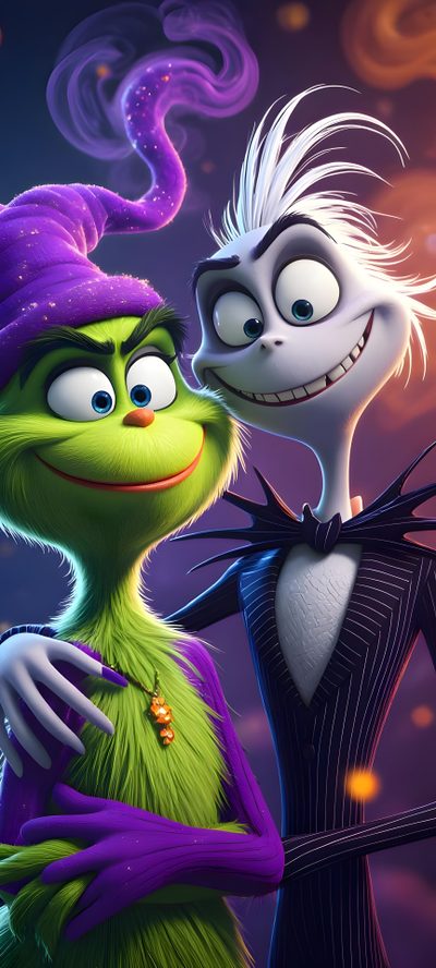 the grin and his friend are dressed up for halloween Grinch Halloween Grinch Images, Nightmare Before Christmas Drawings, Disney Pop Art, dark slate gray