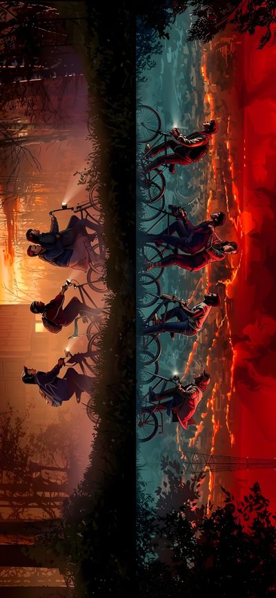 two pictures with different scenes in the same photo, one is red and the other is blue Stranger Things Halloween Cool Stranger Things Art, Stranger Things Ps5, Stranger Things Season 4 Characters, black