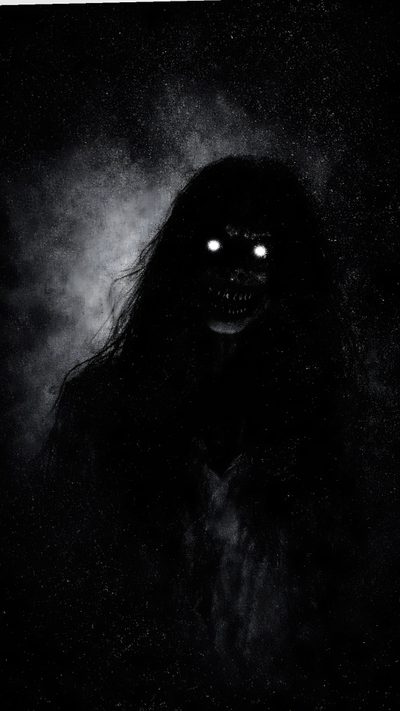 a creepy looking face in the dark with glowing eyes and long hair, on a black background Scary Halloween For Ipad Best Ghost Pic, Scary Ghost Pic, Ghost Jinn, Scary For Kids, Horror Labubu, black