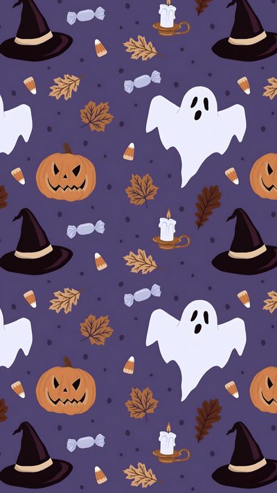 a purple background with pumpkins and ghost faces Aesthetic Halloween Elements Halloween Pattern Iphone, New, Kids Halloween, dark slate blue