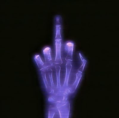 an image of a purple hand that is glowing in the dark with fingers pointing up Halloween Skeleton Hand Purple Purple Middle Finger Emoji, Purple Skeleton Meme Gif, Dark Purple Gif, black