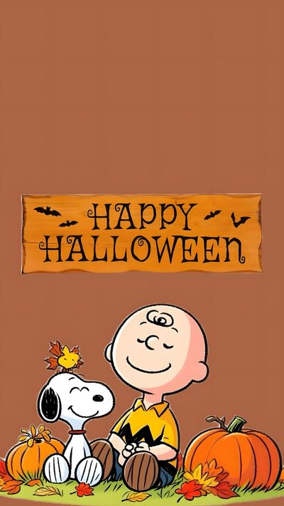 a charlie brown thanksgiving card with the words happy halloween written on it and a cartoon character sitting Happy Halloween Charlie Halloween, Snoopy Halloween Screensavers, Charlie Brown Halloween, sienna