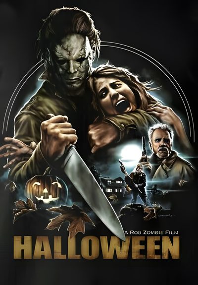 the poster for halloween starring actors Halloween Rob Zombie Famous Horror Movie Posters, Original Horror Movie Posters, Halloween Ends Poster, black